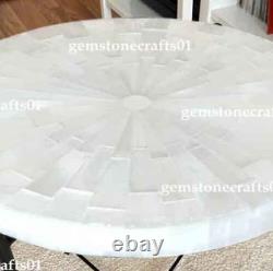 Selenite Coffee Table Top, Natural Selenite Gem Stone Side Table, Unique Table