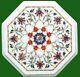 Shiny Gemstone Inlay Work Coffee Table Top White Marble Party Side Table For Bar