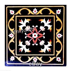 Square Marble Coffee Table Top Inlaid with Beautiful Design Corner Table for Bar