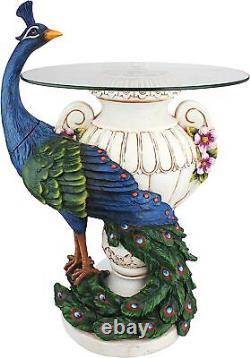 Staverden Castle Peacock Glass Topped Side Table 17 Inches Wide 16 Inches Deep