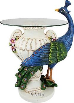 Staverden Castle Peacock Glass Topped Side Table 17 Inches Wide 16 Inches Deep