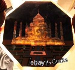 Taj Mahal Replica Inlay Work Coffee Table Top Octagon Marble Side Table for Home
