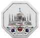 Taj Mahal Replica Inlay Work Coffee Table Top White Marble Outdoor Table For Bar