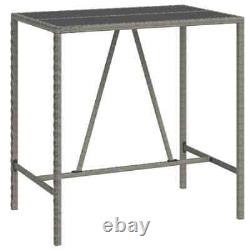 VidaXL Bar Table with Glass Top Gray 43.3x27.6x43.3 Poly Rattan