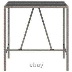 VidaXL Bar Table with Glass Top Gray 43.3x27.6x43.3 Poly Rattan