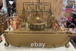 WOW Rare Vintage Mid Century Table Top Brass Drop Leaf Bar Serving Cart
