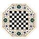 White Marble Coffee Table Top Inlaid With Chess Pattern Side Table For Bar Decor