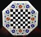 White Marble Corner Table Chess Pattern Inlay Work Coffee Table Top For Balcony