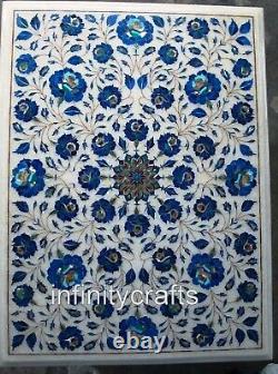 White Marble Dining Table Top Lapis Lazuli Stone Inlay Work Center Table for Bar