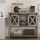 Wine Cabinet Coffee Bar Table With Wine Glass Rack, Farmhouse Wood Buffets And