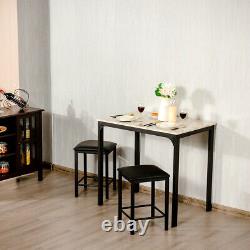 Ensemble de salle à manger de hauteur de comptoir en 3 pièces, table en faux marbre et 2 chaises, cuisine bar, nouveau