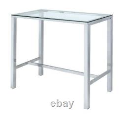 Ensemble de salle à manger moderne avec table de bar en verre, 5 pièces, chaises en acrylique, chrome et dessous de verre 104873.