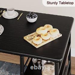 Ensemble de salle à manger : table de bar et 2 chaises hautes rembourrées avec plateau en bois pour petite cuisine.