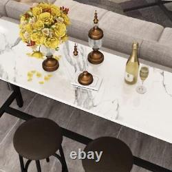 Ensemble de table de bar Lamerge 47.2, ensemble de 2, dessus de table en faux marbre, tabourets en cuir PU, 3 pièces