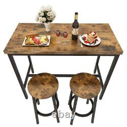 Ensemble de table de bar Mieres 3 pièces en bois rectangulaire rustique, matériau de cadre en métal