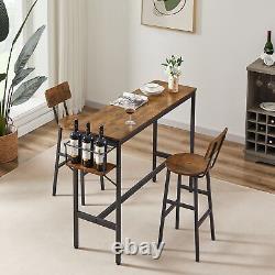 Ensemble de table de bar avec range-bouteilles de vin, brun rustique, 47,24L x 15,75L x 35,43H