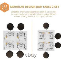 Ensemble de table de bar rectangulaire Mieres 3 pièces de 15,7 pouces de largeur sur 39,4 pouces de longueur avec 2 tabourets rembourrés.