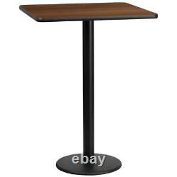 Plateau de table carré en stratifié de noyer de 30 pouces Flash Furniture avec une hauteur de bar ronde de 18 pouces