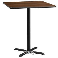 Plateau de table carrée en stratifié de noyer de 36 pouces de Flash Furniture avec une hauteur de bar de 30 x 30