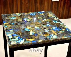 Plateau de table en pierre précieuse Labradorite 12x12, plateau de table basse pour canapé, décoration de maison