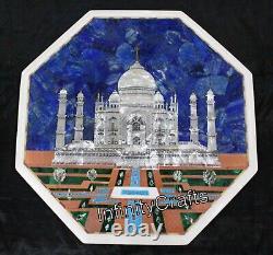 Réplique du Taj Mahal Table basse en marbre octogonale incrustée pour la maison