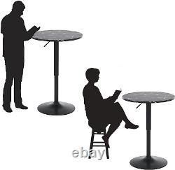 Table Ronde de Bar, Table Réglable, Dessus en Mdf avec Support en Métal Noir et Base