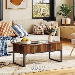 Table basse à plateau relevable en bois moderne avec compartiment de rangement caché pour le salon