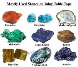 Table basse octogonale en marbre incrustée de pierre de lapis-lazuli, Table d'angle de bar