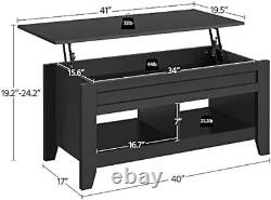 Table basse relevable pour salon avec tiroirs de rangement Table de centre en bois