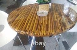 Table basse ronde en pierre d'oeil de tigre de luxe, fait main, meuble de bar, plateau de table.