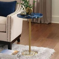 Table d'extrémité en agate bleue / Table centrale en agate naturelle pour la décoration de la maison