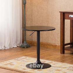 Table de bar Belham avec plateau rond noir réglable en hauteur et pied et base en métal noir