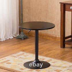 Table de bar Belham avec plateau rond noir réglable en hauteur et pied et base en métal noir