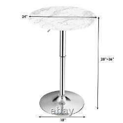 Table de bar ajustable Costway 2PCS avec plateau rond en faux marbre blanc pivotant
