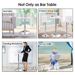 Table de bar ajustable Costway 2PCS avec plateau rond en faux marbre blanc pivotant