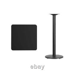 Table de bar carrée de 24 pouces avec base de table ronde de 18 pouces en noir Flash Furniture