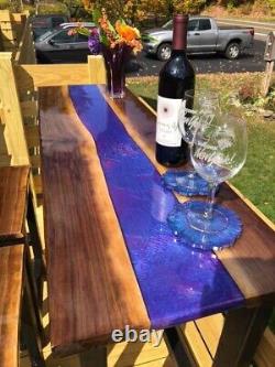 Table de bar console en résine époxy, dessus en bois pour la décoration de meubles de cuisine et de bar