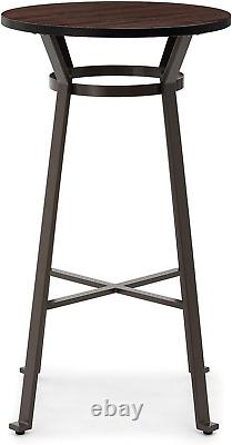 Table de bar en acier rustique Glitzhome 41,25 H avec dessus en bois d'orme massif rond pour la salle à manger.