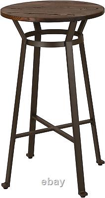 Table de bar en acier rustique avec dessus en bois rond - Meuble de salle à manger de table pub