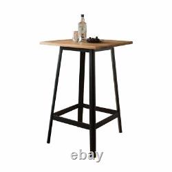 Table de bar haute carrée durable naturelle et noire.