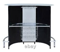 Table de bar moderne contemporaine avec dessus en verre, cadre en acrylique et sous-verre chromé 100654