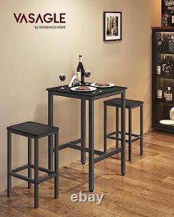 Table de bar, petite table à manger de cuisine, table de pub haute, noir ébène + noir.