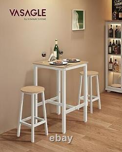 Table de bar, petite table de salle à manger de cuisine, table de pub haute, chêne beige + blanc