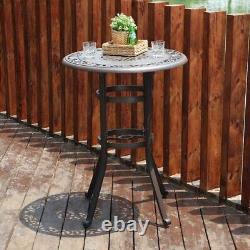 Table de bar pour patio, table haute d'extérieur de 41 pouces de hauteur, table ronde en aluminium moulé.