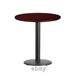 Table de bar ronde en bois noir avec dessus en stratifié acajou et base ronde en hauteur Flash Furniture