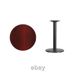 Table de bar ronde en bois noir avec dessus en stratifié acajou et base ronde en hauteur Flash Furniture