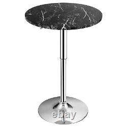 Table de bar ronde réglable pivotante Costway 4PCS avec dessus en faux marbre noir