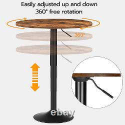 Table de bar ronde, table de bar réglable en hauteur de 27 à 35,4 pouces, table de pub avec dessus