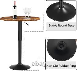 Table de bar ronde, table de bar réglable en hauteur de 27 à 35,4 pouces, table de pub avec dessus.