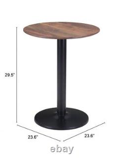 Table de bistrot haut Alto marron et noir 101740 Zuo Modern Table de bar ronde Hi-top